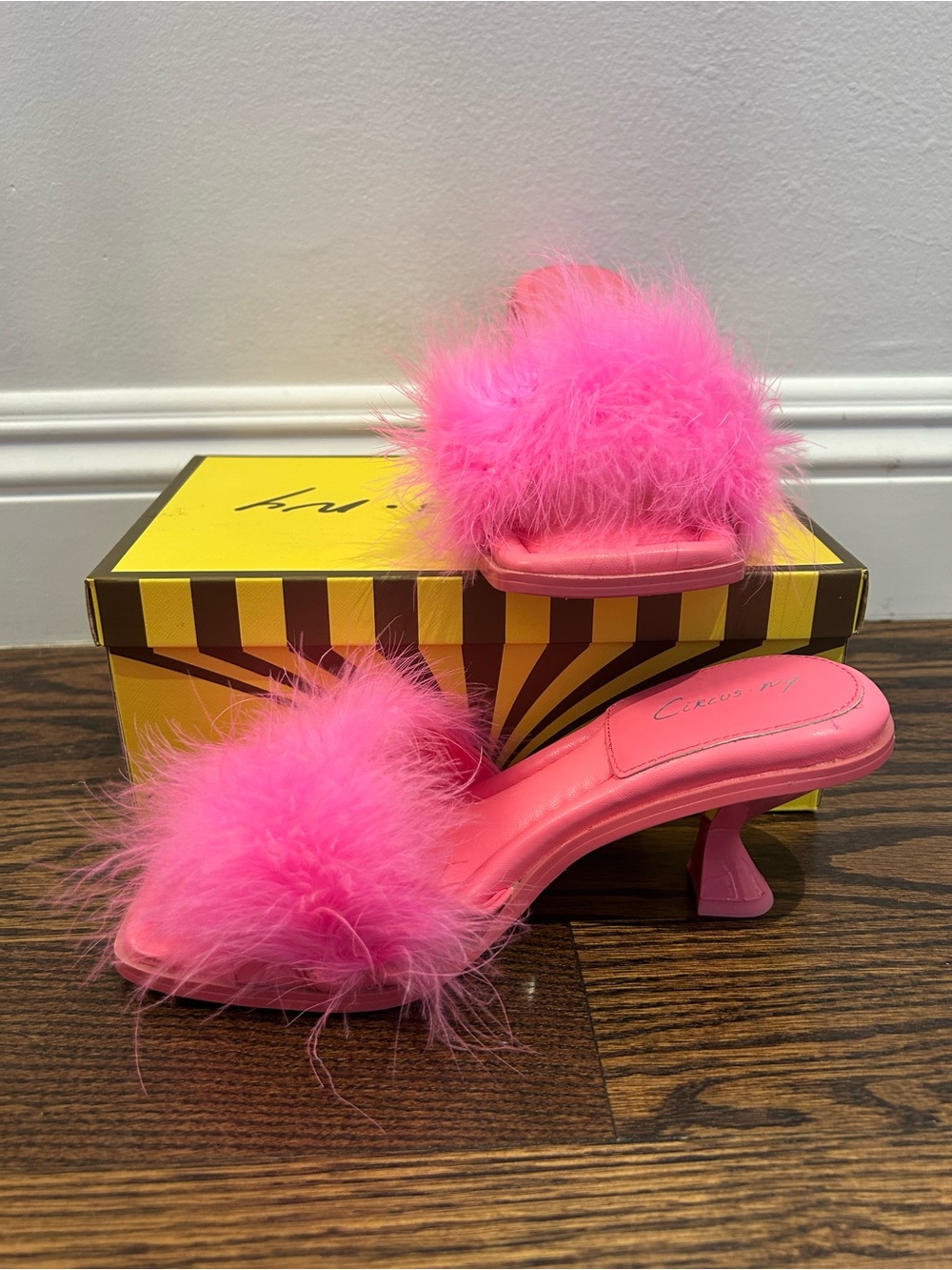 Circus by Sam Edelman Bright Pink Feather Slide Heels